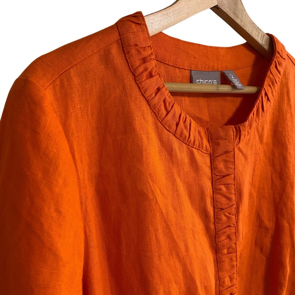 Chico’s Bright Orange Fall Snap Button Closure Li… - image 5